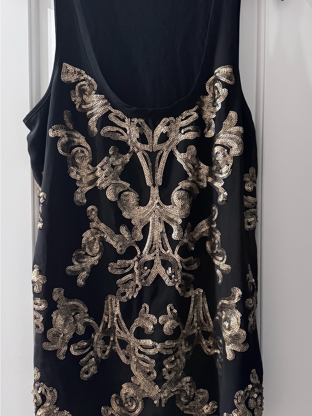 Express Black Camisole with Gold Sequin Baroque Motif